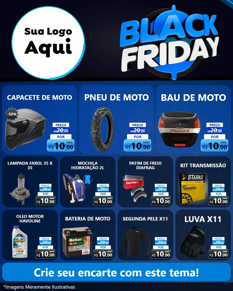 Modelo de Rede Social para Feed Instagram com o tema Black Friday para Moto peças