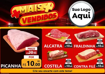 Modelo de Encarte para Encarte A4 Horizontal com o tema Mais Vendidos para Açougue