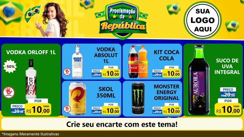 Modelo de TV para TV Horizontal com o tema Proclamação da República para Distribuidora de bebidas