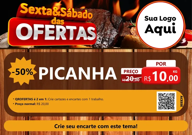 Modelo de Cartaz para Cartaz A4 Horizontal com o tema Sexta e Sábado das Ofertas para Açougue