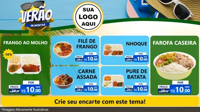 Modelo de TV para TV Horizontal com o tema Verão de Ofertas para Restaurante