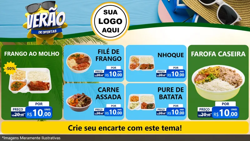 Modelo de TV para TV Horizontal com o tema Verão de Ofertas para Restaurante