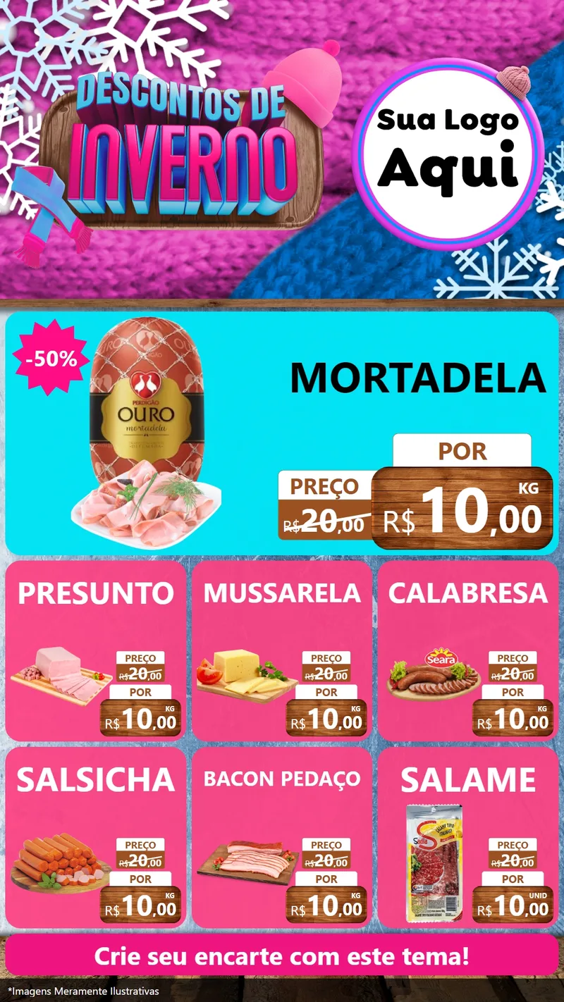 Modelo de Rede Social para Stories com o tema Descontos de Inverno para Frios e Laticínios