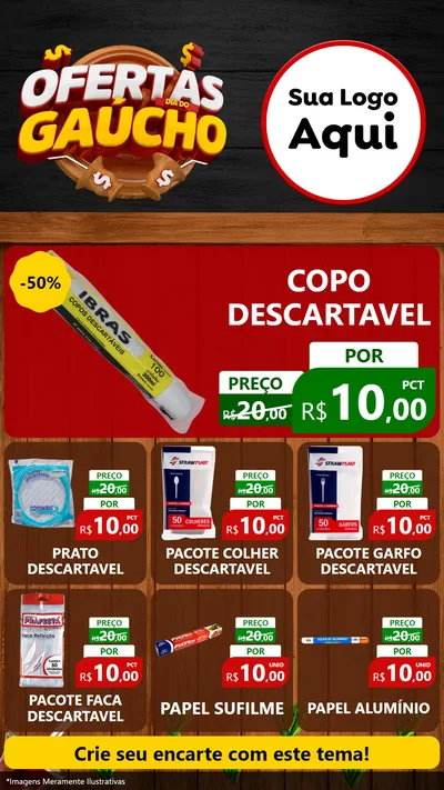 Modelo de Rede Social para Stories com o tema Ofertas Dia do Gaúcho para Embalagens