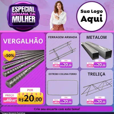 Modelo de Rede Social para Feed Facebook com o tema Especial Semana da Mulher para Ferragens