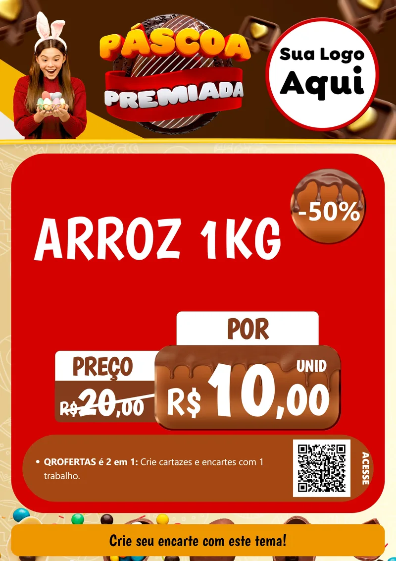 Modelo de Cartaz para Cartaz A4 Vertical com o tema Páscoa Premiada para Supermercado