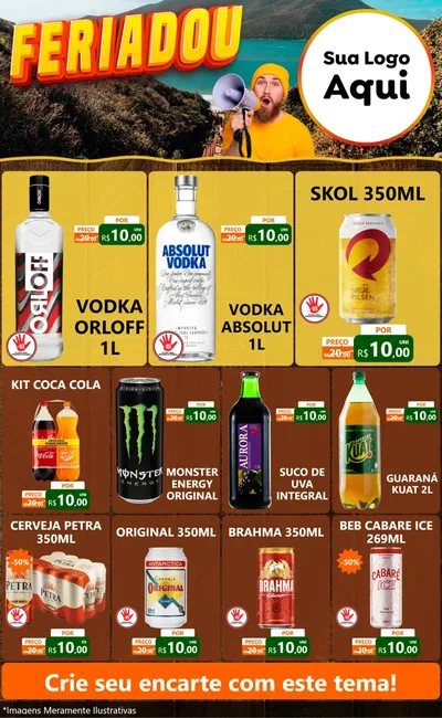 Modelo de Encarte para Encarte Grande com o tema Feriadou para Distribuidora de bebidas