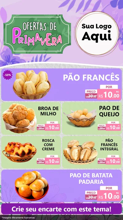Modelo de TV para TV Vertical com o tema Ofertas de Primavera para Padaria