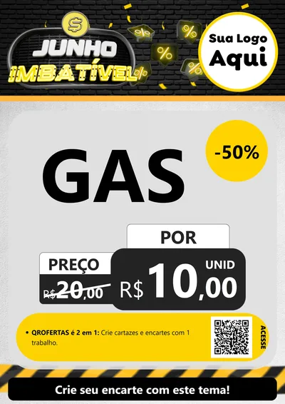 Modelo de Cartaz para Cartaz A4 Vertical com o tema Junho Imbatível para Água e gás