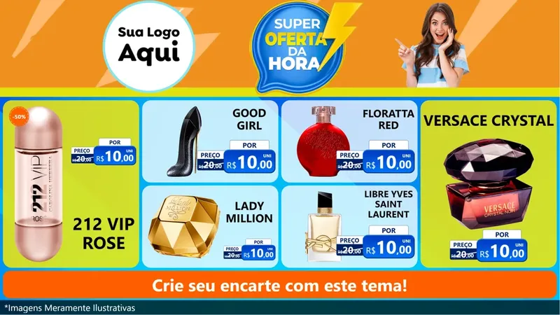 Modelo de TV para TV Horizontal com o tema Super Oferta da Hora para Perfumes
