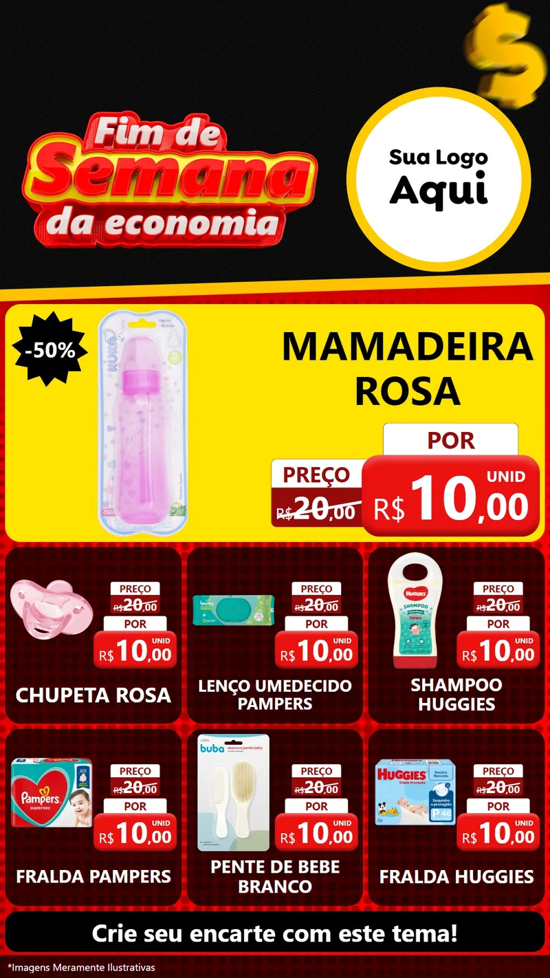 Modelo de Rede Social para Stories com o tema Fim de Semana da Economia para Bebês