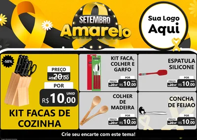 Modelo de Encarte para Encarte A4 Horizontal com o tema Setembro Amarelo para Utilidades Domésticas