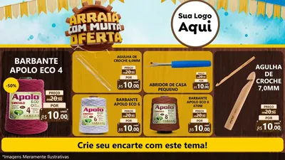 Modelo de TV para TV Horizontal com o tema Ofertas de São João - Junina para Armarinho e Aviamentos