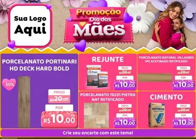 Modelo de Encarte para Encarte A4 Horizontal com o tema Promoção Dia das Mães para Pisos e revestimentos