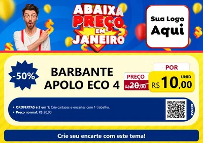 Modelo de Cartaz para Cartaz A4 Horizontal com o tema Abaixa Preço em Janeiro para Armarinho e Aviamentos