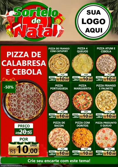 Modelo de Encarte para Encarte A4 Vertical com o tema Sorteio de Natal para Pizzaria