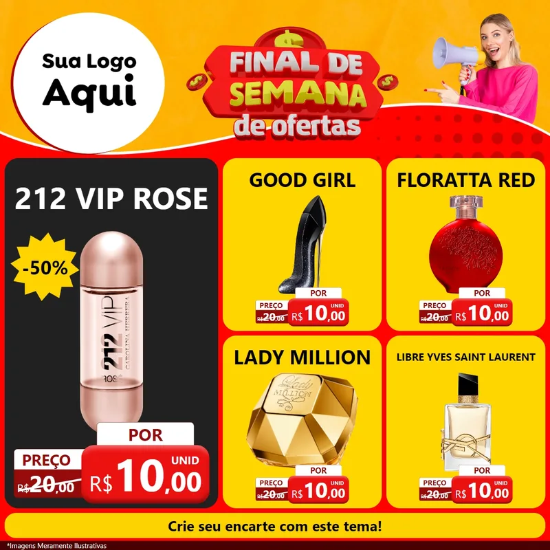 Modelo de Rede Social para Feed Facebook com o tema Final de Semana de Ofertas para Perfumes