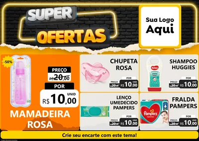 Modelo de Encarte para Encarte A4 Horizontal com o tema Super Ofertas para Bebês