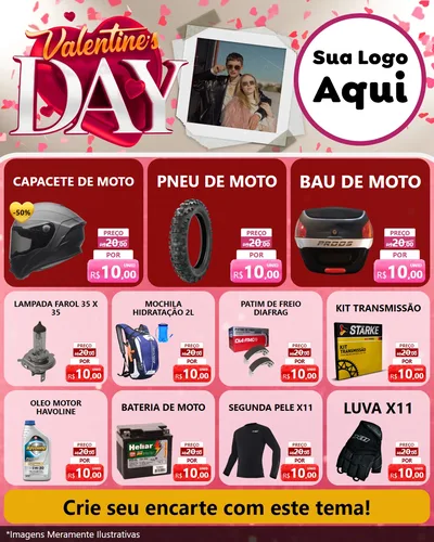 Modelo de Rede Social para Feed Instagram com o tema Valentine's Day para Moto peças