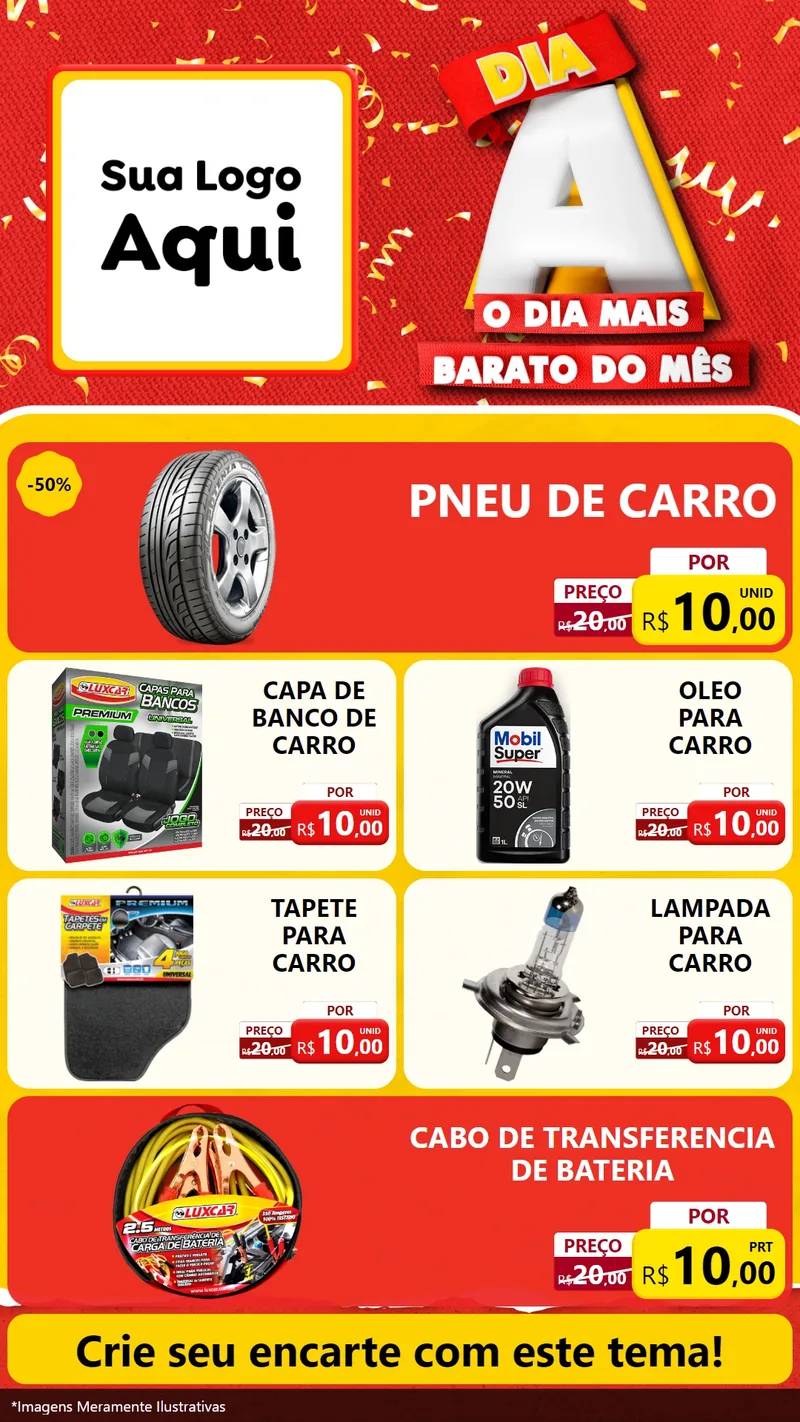 Modelo de TV para TV Vertical com o tema Dia A o Dia Mais Barato do Mês para Auto peças