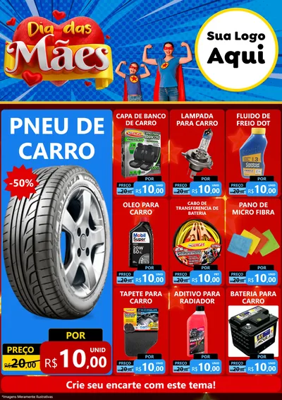 Modelo de Encarte para Encarte A4 Vertical com o tema Dia das Mães para Auto peças