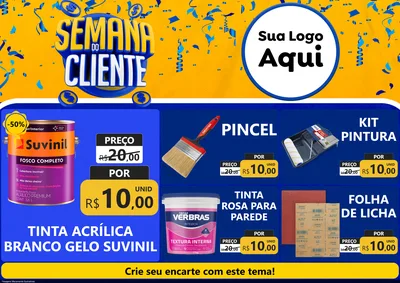 Modelo de Encarte para Encarte A4 Horizontal com o tema Semana do Cliente para Tintas e Ferramentas