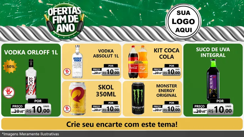 Modelo de TV para TV Horizontal com o tema Ofertas Fim de Ano para Distribuidora de bebidas