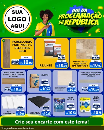 Modelo de Rede Social para Feed Instagram com o tema Dia Da Proclamação Da República para Pisos e revestimentos