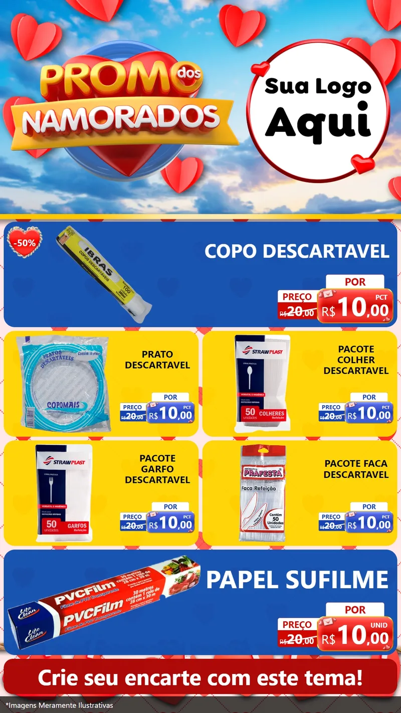 Modelo de TV para TV Vertical com o tema Promo dos Namorados para Embalagens