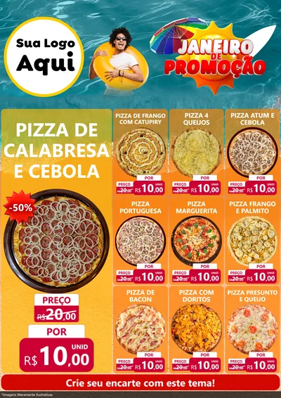 Modelo de Encarte para Encarte A4 Vertical com o tema Janeiro de Promoção para Pizzaria