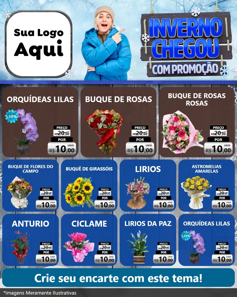 Modelo de Rede Social para Feed Instagram com o tema Inverno Chegou Com Promoção para Floricultura e jardim
