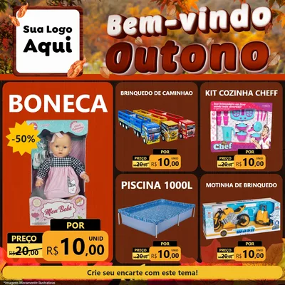Modelo de Rede Social para Feed Facebook com o tema Bem-vindo Outono para Brinquedos