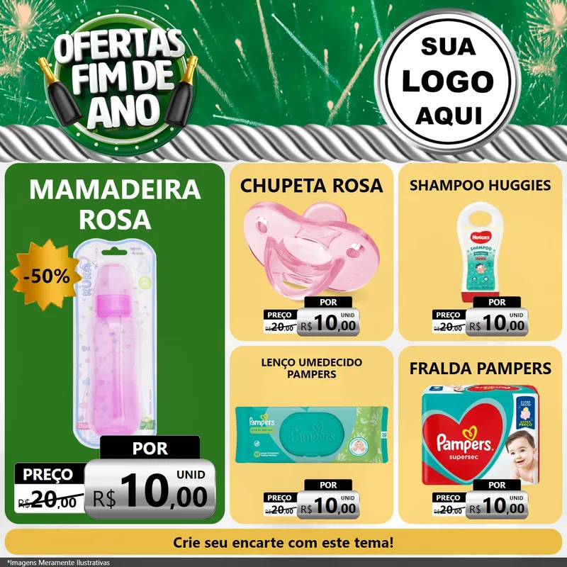 Modelo de Rede Social para Feed Facebook com o tema Ofertas Fim de Ano para Bebês