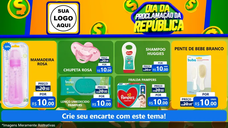 Modelo de TV para TV Horizontal com o tema Dia Da Proclamação da República para Bebês