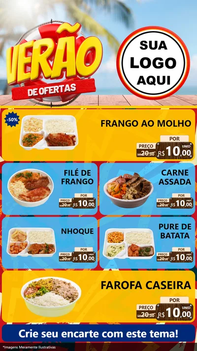 Modelo de TV para TV Vertical com o tema Verão de Ofertas para Restaurante