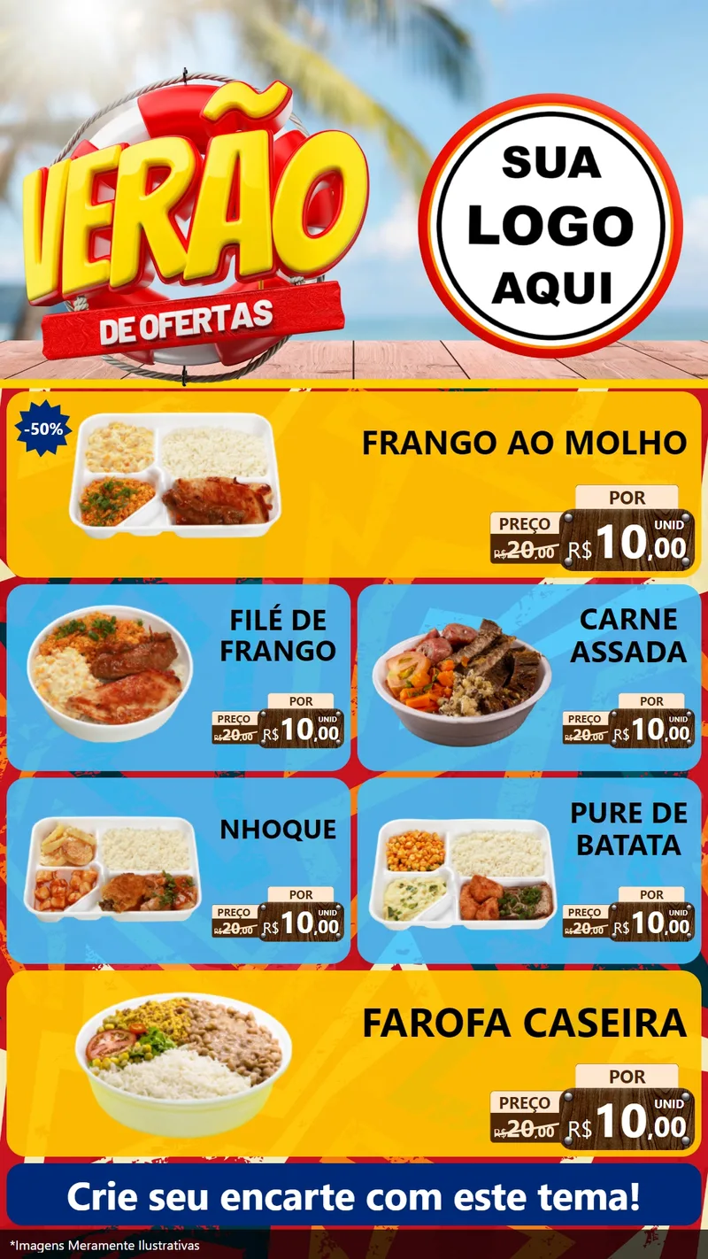 Modelo de TV para TV Vertical com o tema Verão de Ofertas para Restaurante