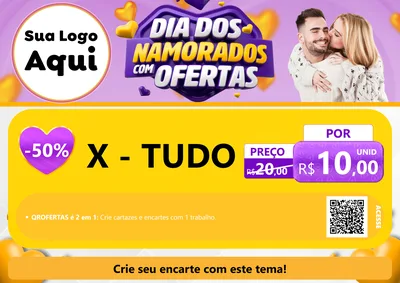 Modelo de Cartaz para Cartaz A4 Horizontal com o tema Dia Dos Namorados Com Ofertas para Hamburgueria