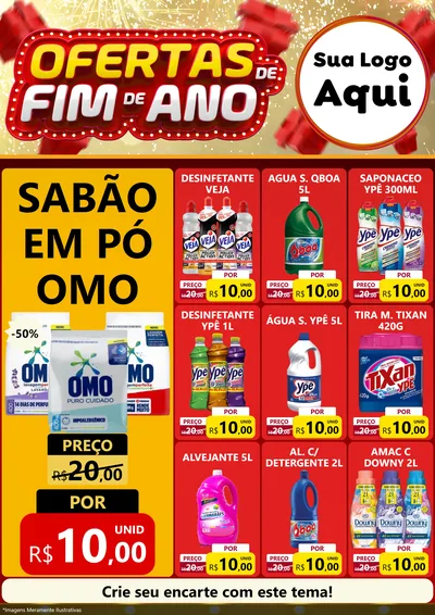 Modelo de Encarte para Encarte A4 Vertical com o tema Ofertas de Fim de Ano para Produtos de Limpeza