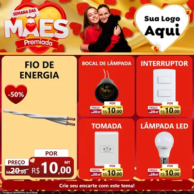 Modelo de Rede Social para Feed Facebook com o tema Semana das Mães Premiada para Materiais Elétricos
