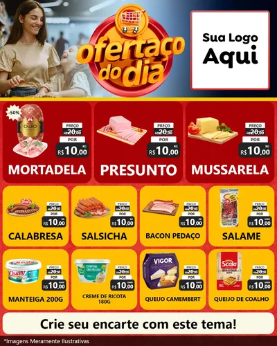 Modelo de Rede Social para Feed Instagram com o tema Ofertaço Do Dia para Frios e Laticínios