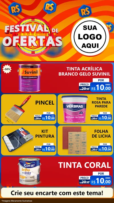 Modelo de TV para TV Vertical com o tema Festival de Ofertas para Tintas e Ferramentas