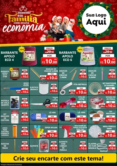 Modelo de Encarte para Encarte A4 Vertical com o tema Momento em Família (Natal) para Armarinho e Aviamentos