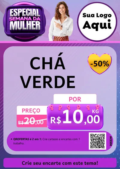 Modelo de Cartaz para Cartaz A4 Vertical com o tema Especial Semana da Mulher para Produtos Naturais