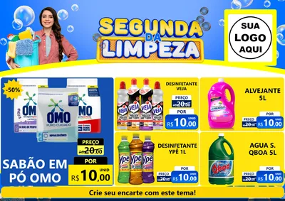 Modelo de Encarte para Encarte A4 Horizontal com o tema Segunda da Limpeza para Produtos de Limpeza