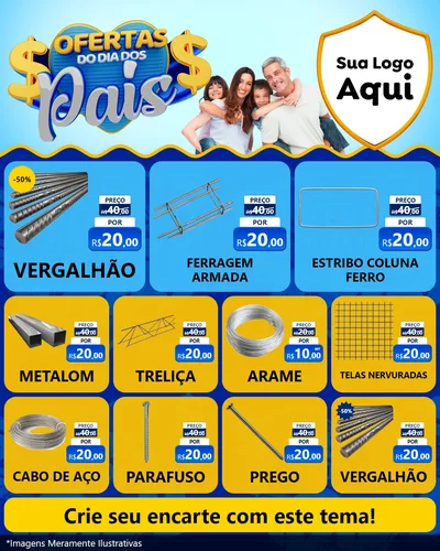 Modelo de Rede Social para Feed Instagram com o tema Ofertas do Dia dos Pais para Ferragens