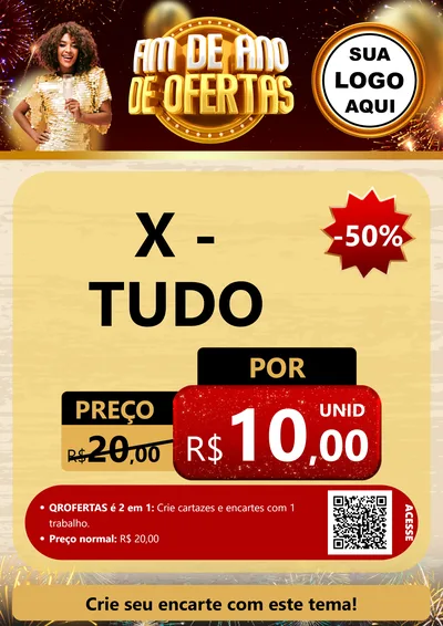 Modelo de Cartaz para Cartaz A4 Vertical com o tema Fim de Ano de Ofertas para Hamburgueria
