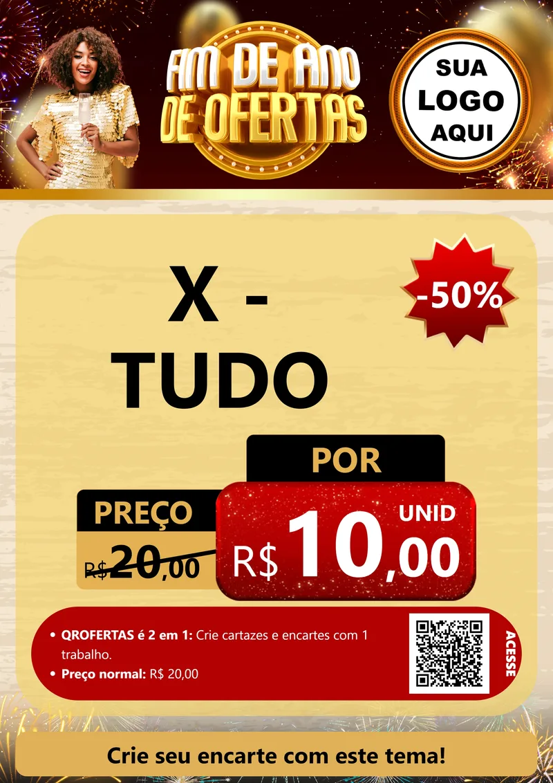 Modelo de Cartaz para Cartaz A4 Vertical com o tema Fim de Ano de Ofertas para Hamburgueria