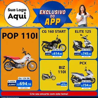 Modelo de Rede Social para Feed Facebook com o tema Exclusivo do Aplicativo para Concessionaria de Motos