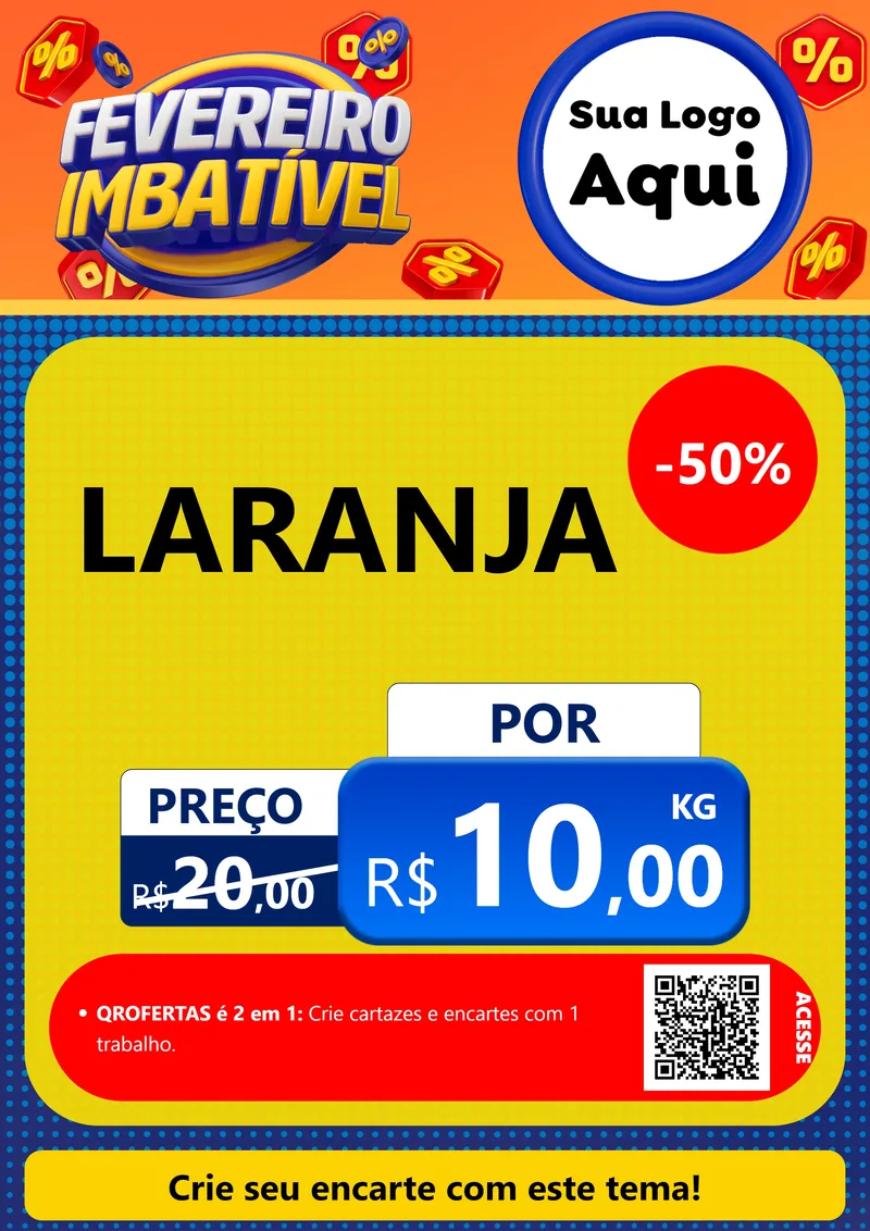 Modelo de Cartaz para Cartaz A4 Vertical com o tema Fevereiro Imbatível para Hortifrúti