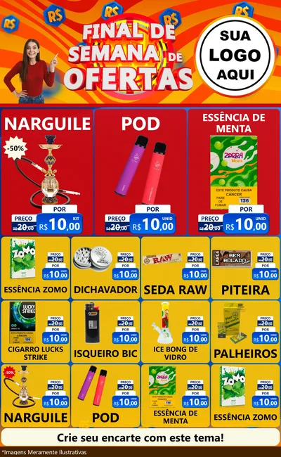 Modelo de Encarte para Encarte Grande com o tema Final de Semana de Ofertas para Tabacaria